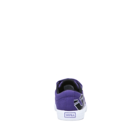 Kids Supra Low Top Shoes STACKS II VULC VELCRO Purple/Black/white | AU-65148